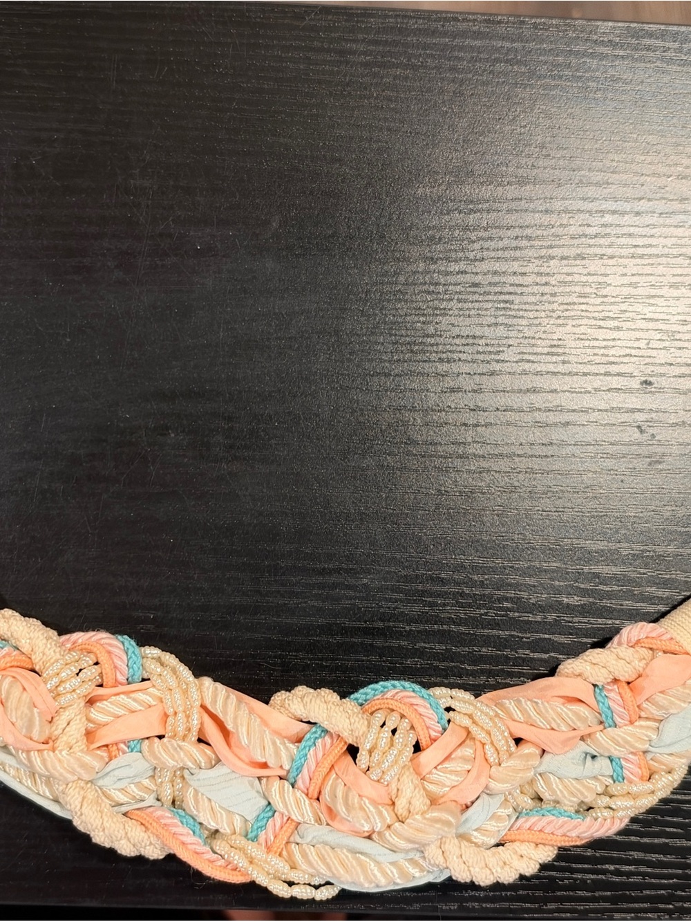 Vintage 80s Leather Shop Pastel Braided Pearl Rope Belt Coquette Boho S